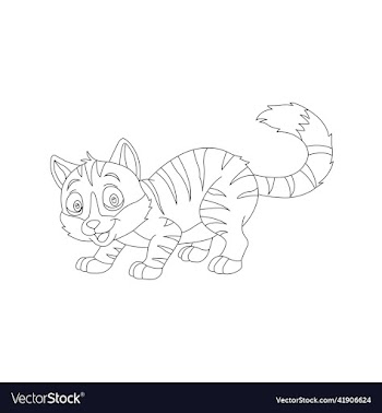 coloring page outline of cute cat animal