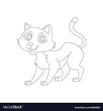 coloring page outline of cute cat animal