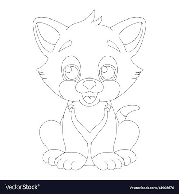 coloring page outline of cute cat animal