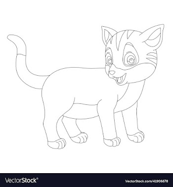coloring page outline of cute cat animal