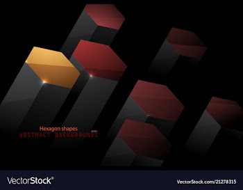 Colors hexagon shape scene in dark vector image