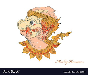 Colors monkey hanuman art pattern vector image