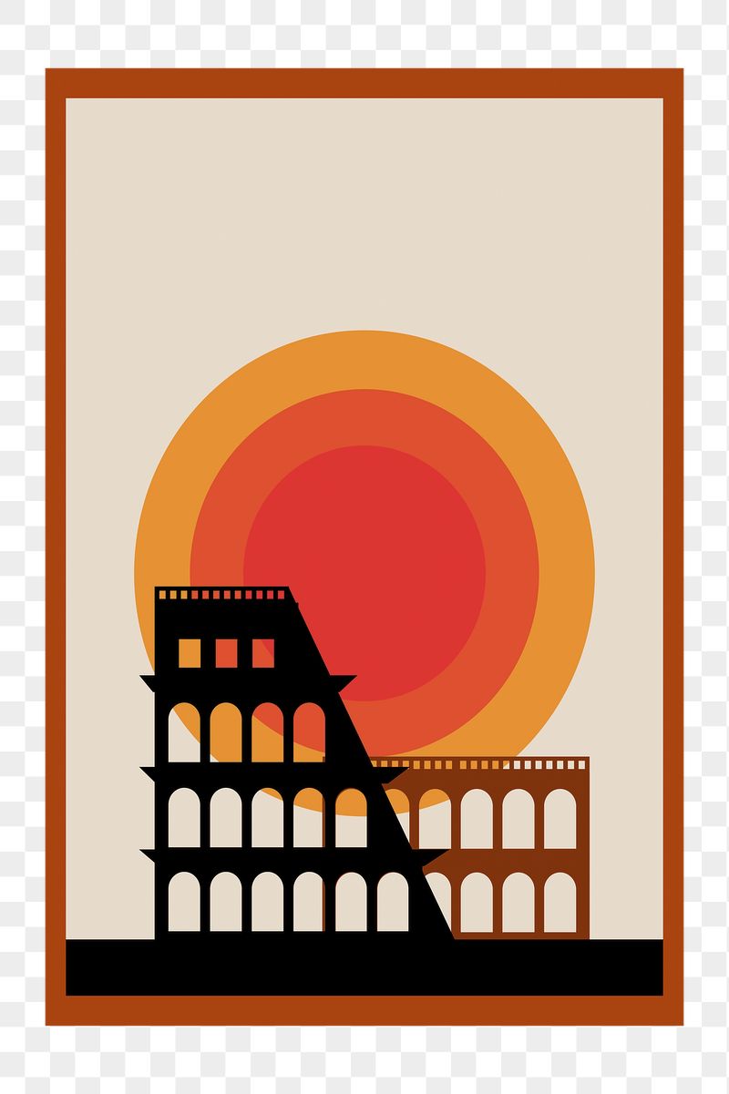 Colosseum sunset png poster, tourist | Free PNG - rawpixel