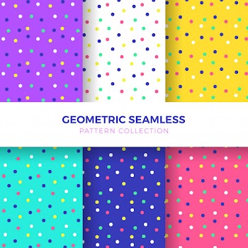 Colourful dots seamless pattern collection Free Vector