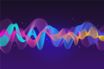 Colourful music sound waves background Free Vector