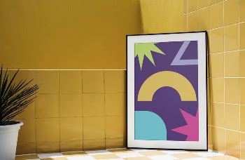 Colourful shapes picture frame mockup | Free PSD Mockup - rawpixel