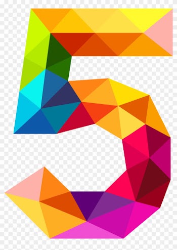 Colourful Triangles Number Five Png Clipart Image - Number Five Png