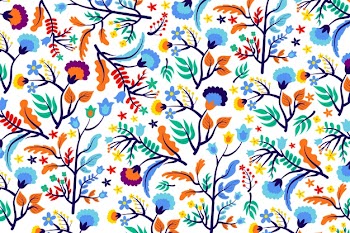 Colourful tropical flowers and leaves background Free Vector