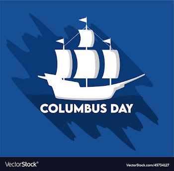 columbus day with blue background