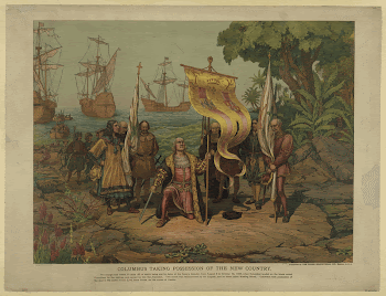Columbus taking possession of the new | Free Photo - rawpixel