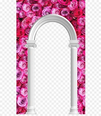 Column Arch Building Facade - Flowers decorated with Roman doors 