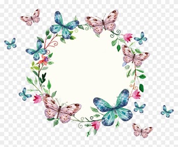 Com / Floral Wreath And Butterflies Frame - Butterfly Frame