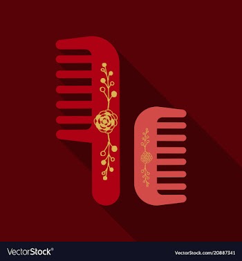 Comb hairbrush simple silhouette flat icon with vector image
