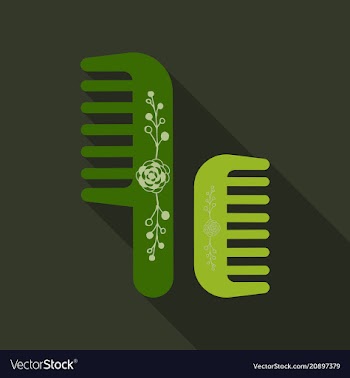 Comb hairbrush simple silhouette flat icon with vector image