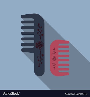 Comb hairbrush simple silhouette flat icon with vector image