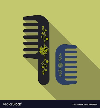 Comb hairbrush simple silhouette flat icon with vector image
