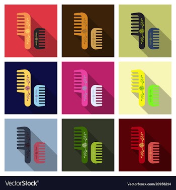 Comb hairbrush simple silhouette flat icon with vector image