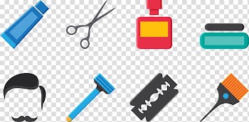Comb Scissors Barber , Colorful hand-painted scissors razor transparent background PNG clipart