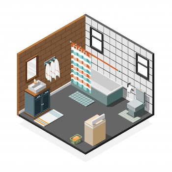 Combination bathroom isometric interior Free Vector