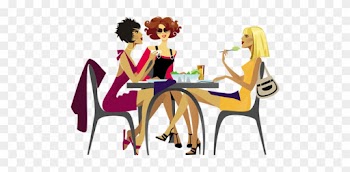 Come Join Us At Bistro 19 For A Relaxed Lunch - Cartoon Girls Having Lunch