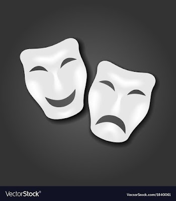  					Comedy and tragedy masks for Carnival or theatre vector image														