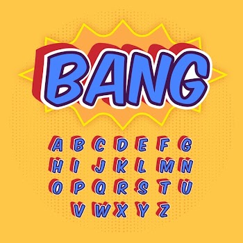 Comic 3d alphabet from a to z Free Vector