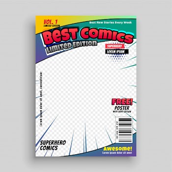 Comic book cover magazine front page  layout Free Vector