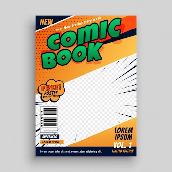 Comic book magazine cover page template Free Vector