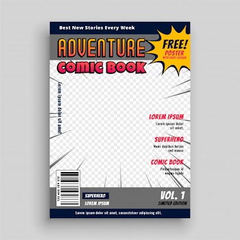 Comic book magazine cover  template Free Vector