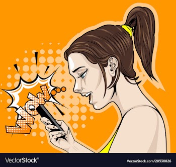 comic drawing from side a joyful girl