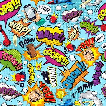 Comic elements colorful seamless pattern Free Vector