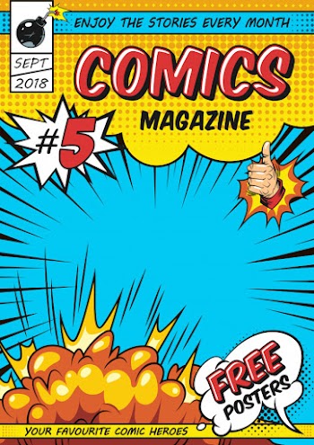 Comic magazine cover template Free Vector