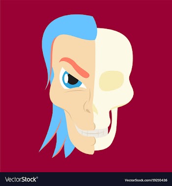 Comic stylized superhero skeleton face print flat vector image