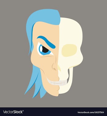 Comic stylized superhero skeleton face print flat vector image