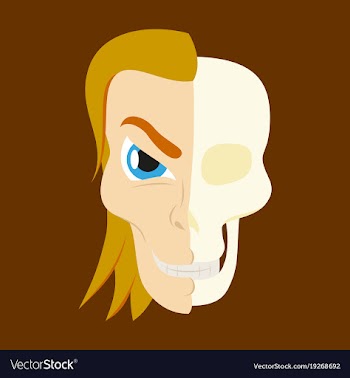 Comic stylized superhero skeleton face print flat vector image