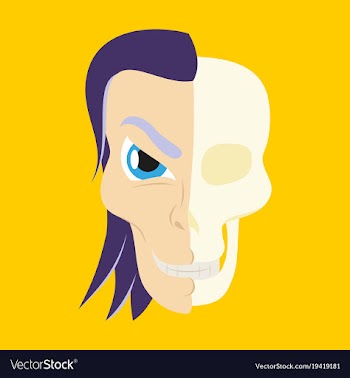 Comic stylized superhero skeleton face print flat vector image