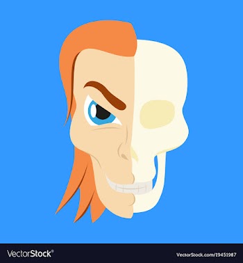 Comic stylized superhero skeleton face print flat vector image