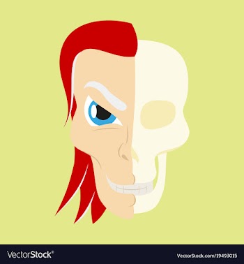 Comic stylized superhero skeleton face print flat vector image