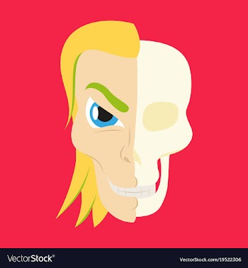 Comic stylized superhero skeleton face print flat vector image