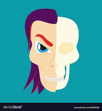 Comic stylized superhero skeleton face print flat vector image