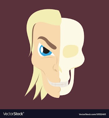 Comic stylized superhero skeleton face print flat vector image