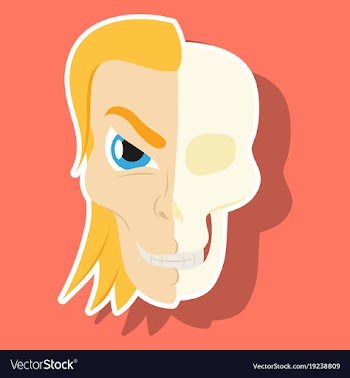 Comic stylized superhero skeleton face print vector image
