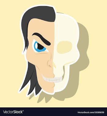 Comic stylized superhero skeleton face print vector image
