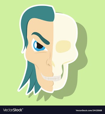 Comic stylized superhero skeleton face print vector image