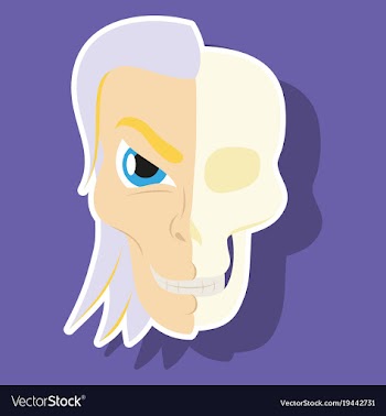 Comic stylized superhero skeleton face print vector image