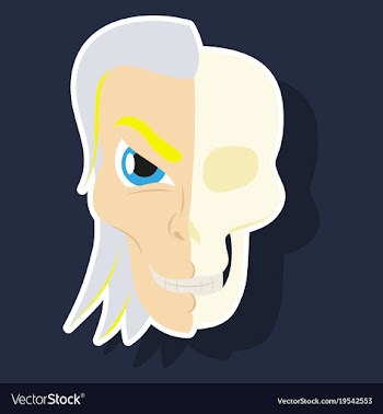 Comic stylized superhero skeleton face print vector image