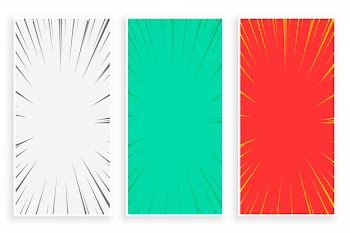 Comic zoom lines banner set Free Vector
