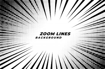 Comic zoom lines motion background with halftone effect Free Vector