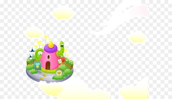 Comics Illustration - Pink house on the cloud 