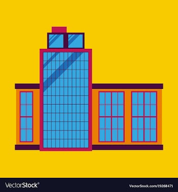 Commercial building architecture in flat design vector image
